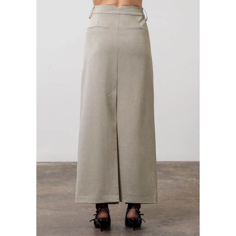 New Moon River Linen Blend High Waist Split Maxi Skirt Preppy Academia 2000s Y2K - Picture 2 of 9